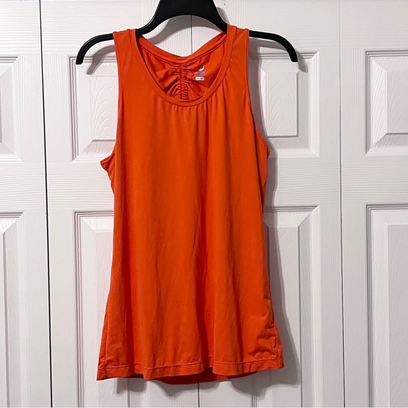 Merrell Open Back Ruched Orange Tank Top Size Medium - Picture 3 of 11